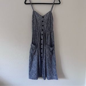 Blue & white floral button down midi dress